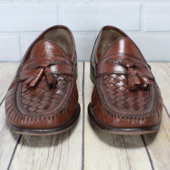 Bostonian Brown Woven Top Leather Tassel Loafers Dress Shoes Size 11.5 M - Picture 4 of 9